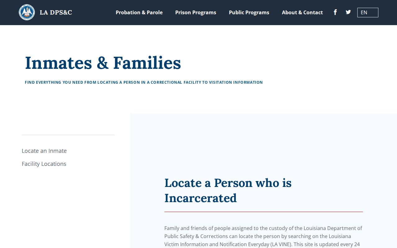 Louisiana DPS and Corrections Orleans Parish custody locator instructions