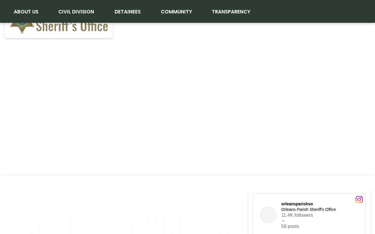 Orleans Parish Sheriff's Office booking-record access page